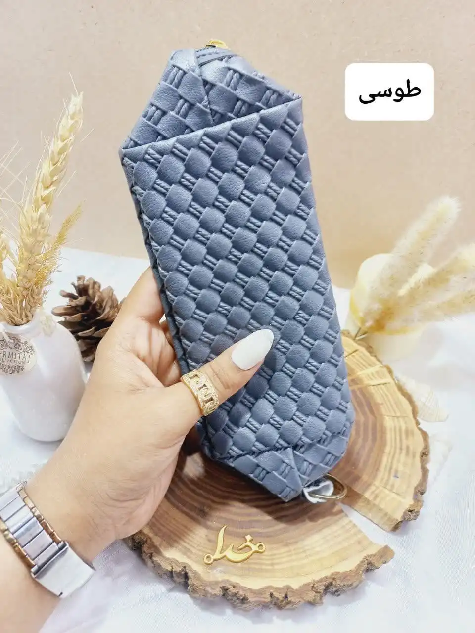 کیف چرمی فوق العاده با کیفیت طرح مکعبی سایز بزرگ طرح 2