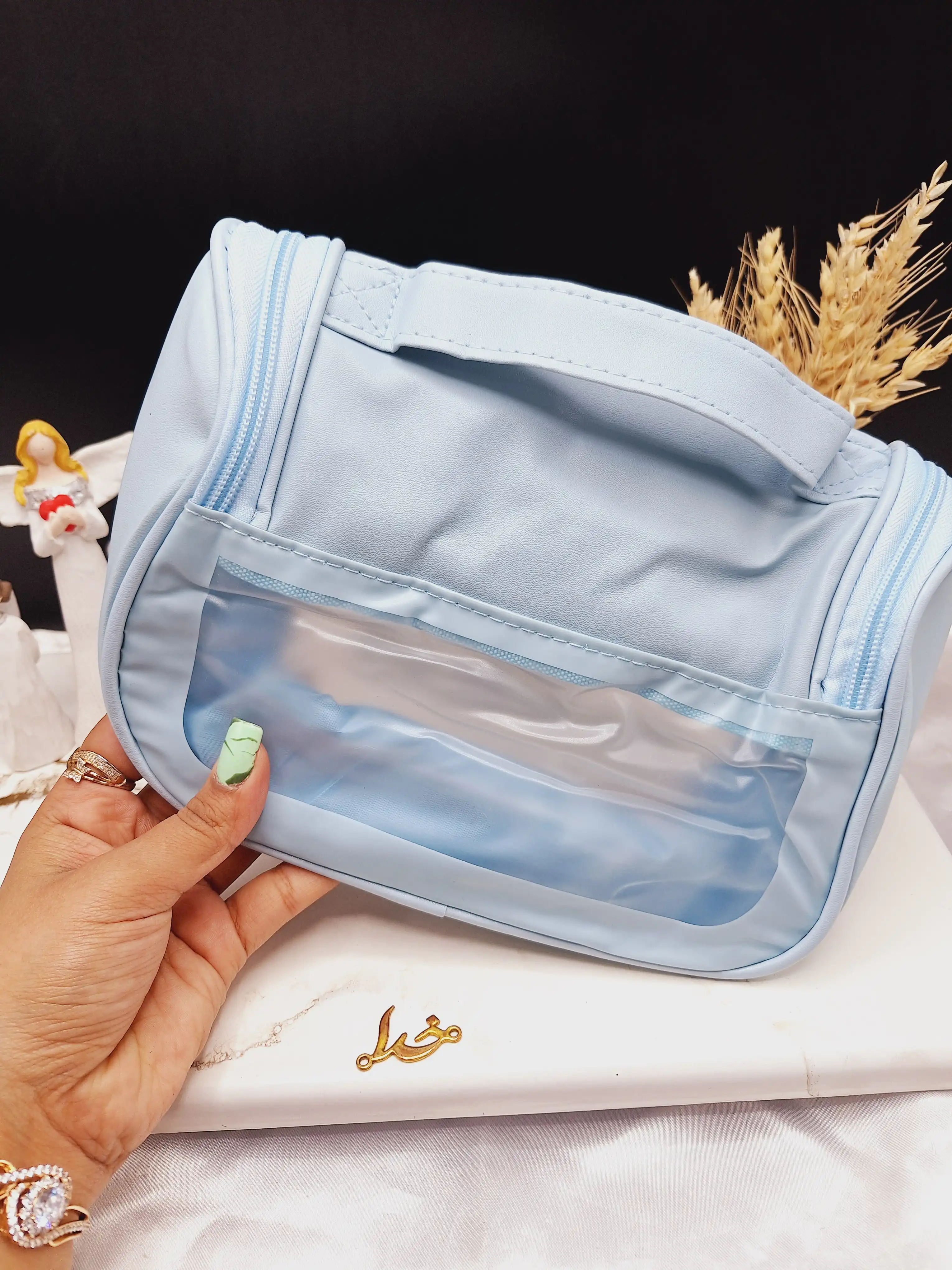 کیف آرایشی واشبگ بیضی آبی سایز بزرگ WASHBAG