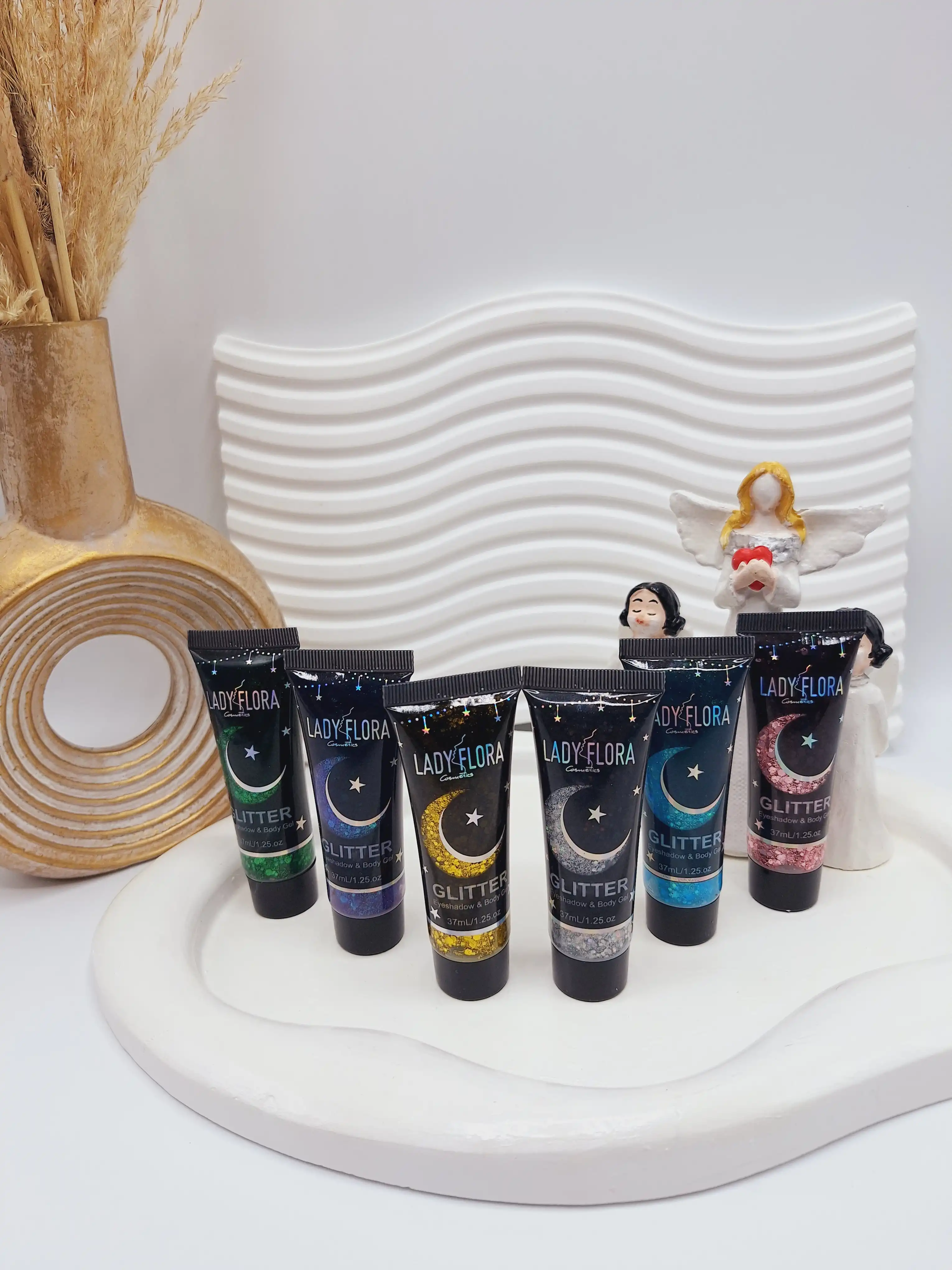 گلیتر مایع تیوپی طرح ماه و ستاره برند GLITTER کد 002