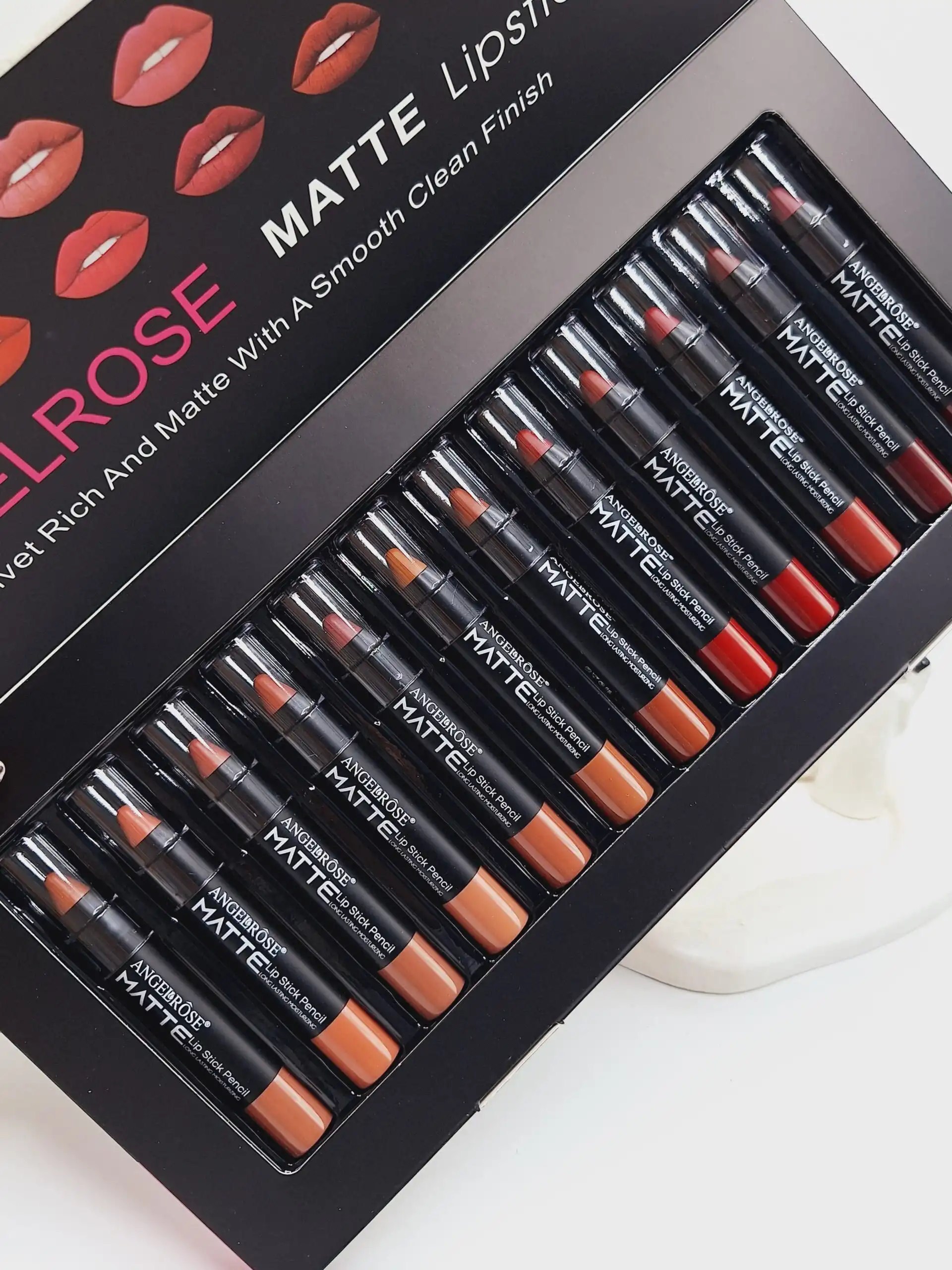 پک رژ لب 12 تایی پیچی مات برند ANGELROSE کد ۰۸۱۷
